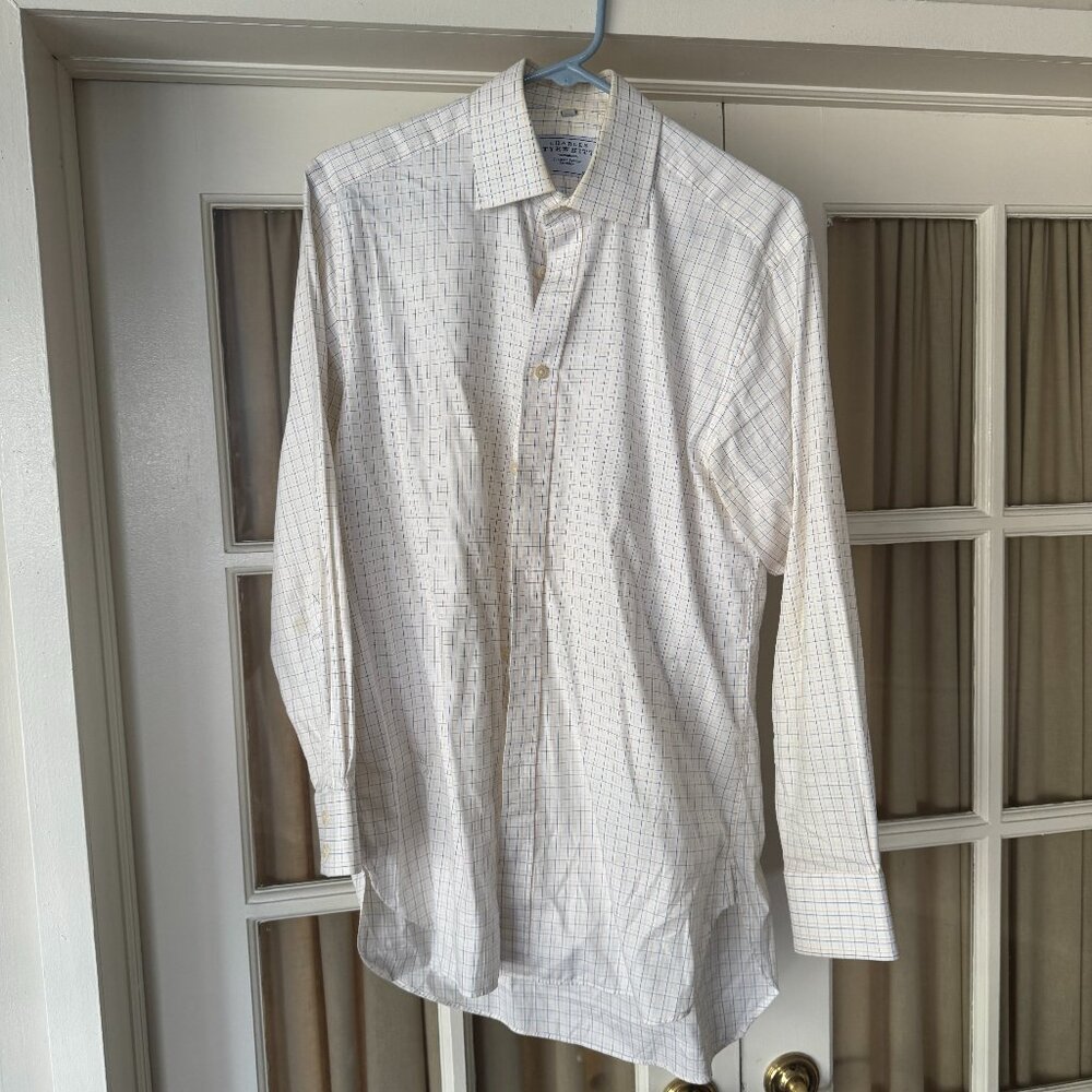 Charles Tyrwhitt White/Orange/Blue Checkered Shirt 15/33
